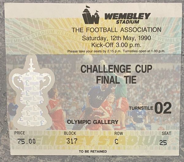 1990 ORIGINAL FA CUP FINAL TICKET MANCHESTER UNITED V CRYSTAL PALACE 317 C 25 (OLYMPIC GALLERY)