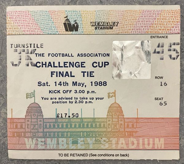 1988 ORIGINAL FA CUP FINAL TICKET LIVERPOOL V WIMBLEDON JK 45 16 65