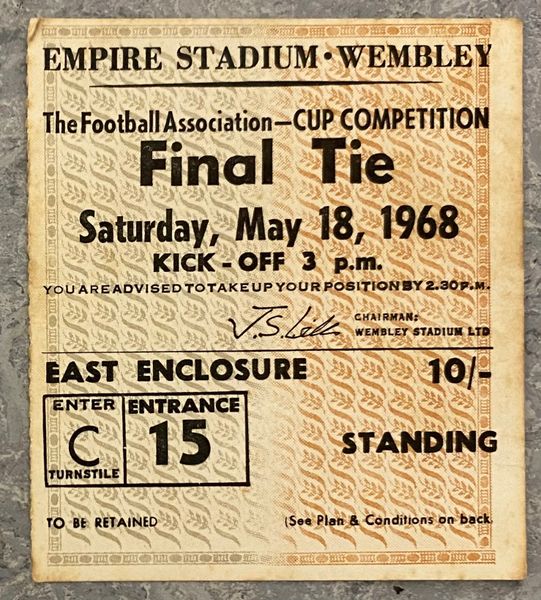 1968 ORIGINAL FA CUP FINAL TICKET EVERTON V WEST BROMWICH ALBION C 15 396