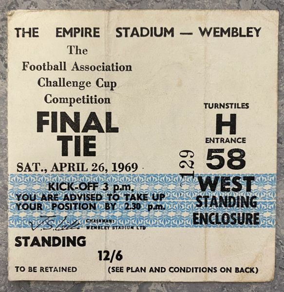 1969 ORIGINAL FA CUP FINAL TICKET MANCHESTER CITY V LEICESTER CITY H58 129