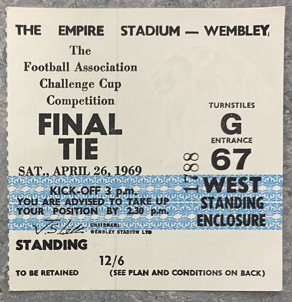 1969 ORIGINAL FA CUP FINAL TICKET MANCHESTER CITY V LEICESTER CITY G67 1788