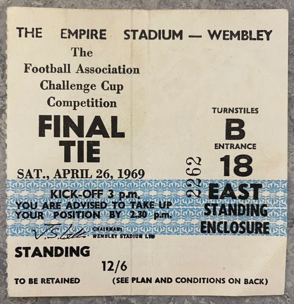 1969 ORIGINAL FA CUP FINAL TICKET MANCHESTER CITY V LEICESTER CITY B18 2262