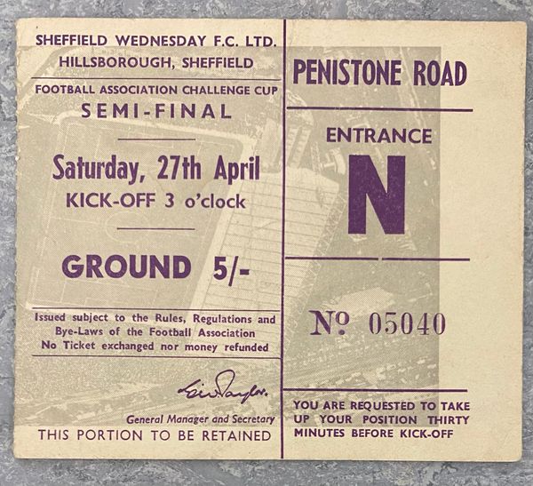 1963 ORIGINAL FA CUP SEMI FINAL TICKET LEICESTER CITY V LIVERPOOL N 05040 @HILLSBROUGH