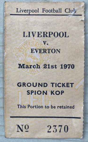 1969/70 ORIGINAL DIVISION ONE TICKET LIVERPOOL V EVERTON