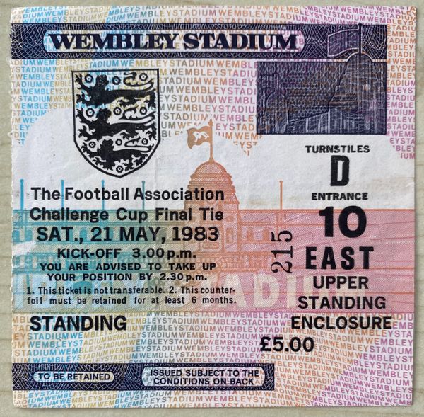 1983 ORIGINAL FA CUP FINAL TICKET MANCHESTER UNITED V BRIGHTON AND HOVE ALBION D10 215 (BRIGHTON ALLOCATION)