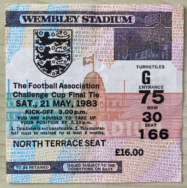 1983 ORIGINAL FA CUP FINAL TICKET MANCHESTER UNITED V BRIGHTON AND HOVE ALBION G75 30 166