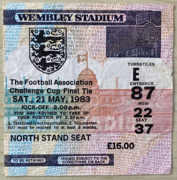 1983 ORIGINAL FA CUP FINAL TICKET MANCHESTER UNITED V BRIGHTON AND HOVE ALBION E87 22 37