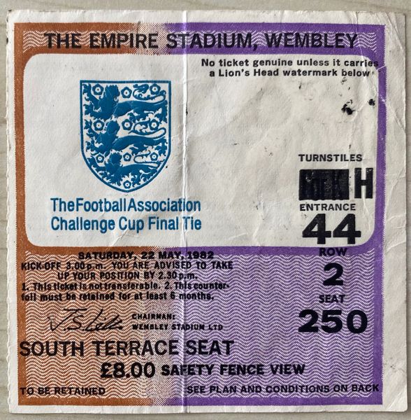 1982 ORIGINAL FA CUP FINAL TICKET TOTTENHAM V QUEENS PARK RANGERS H44 2 250