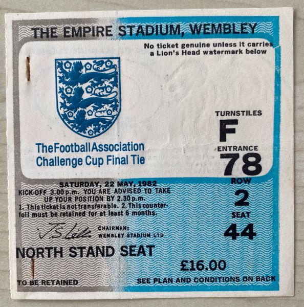 1982 ORIGINAL FA CUP FINAL TICKET TOTTENHAM V QUEENS PARK RANGERS F78 2 44