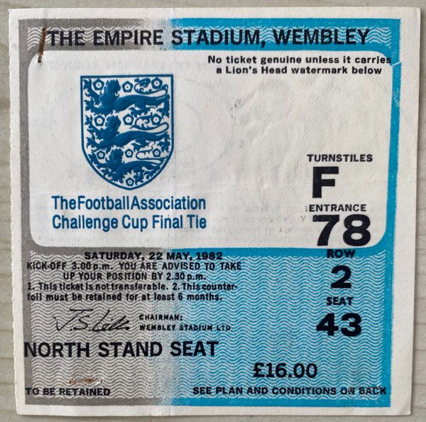 1982 ORIGINAL FA CUP FINAL TICKET TOTTENHAM V QUEENS PARK RANGERS F78 2 43