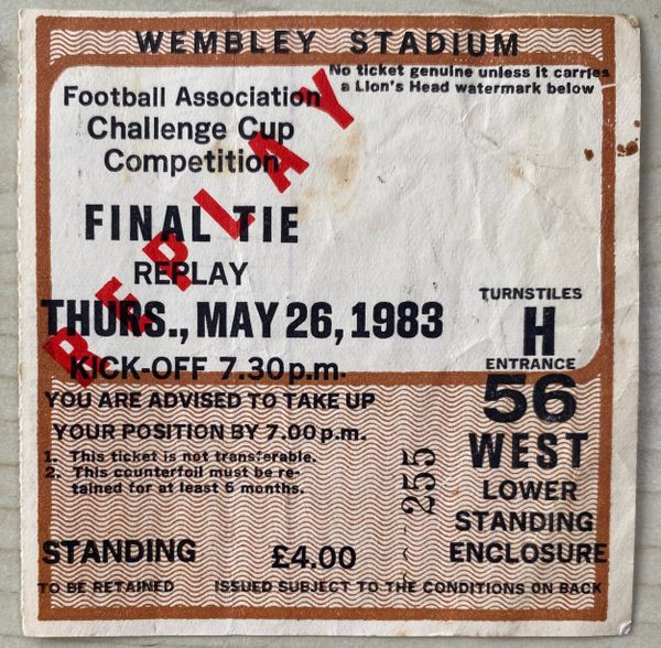 1983 ORIGINAL FA CUP FINAL REPLAY TICKET MANCHESTER UNITED V BRIGHTON AND HOVE ALBION H56 255