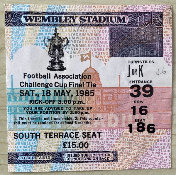 1985 ORIGINAL FA CUP FINAL TICKET MANCHESTER UNITED V EVERTON JK39 16 186