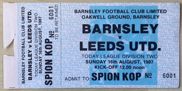 1987/88 ORIGINAL UNUSED DIVISION TWO TICKET BARNSLEY V LEEDS UNITED (LEEDS UTD ALLOCATION)