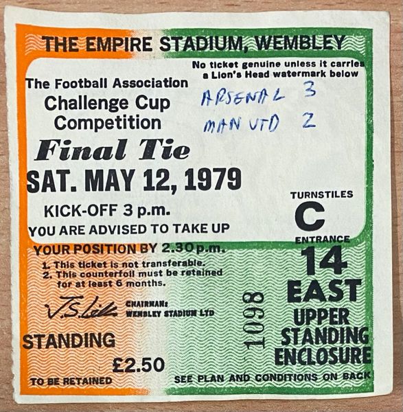 1979 ORIGINAL FA CUP FINAL TICKET MANCHESTER UNITED V ARSENAL C14 1098 (ARSENAL ALLOCATION)