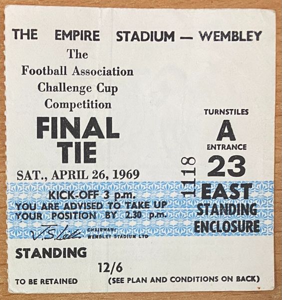 1969 ORIGINAL FA CUP FINAL TICKET MANCHESTER CITY V LEICESTER CITY A23 1118