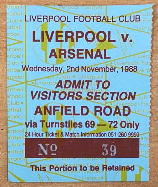 1988/89 ORIGINAL LITTLEWOODS LEAGUE CUP 3RD ROUND TICKET ARSENAL V LIVERPOOL (ARSENAL ALLOCATION)