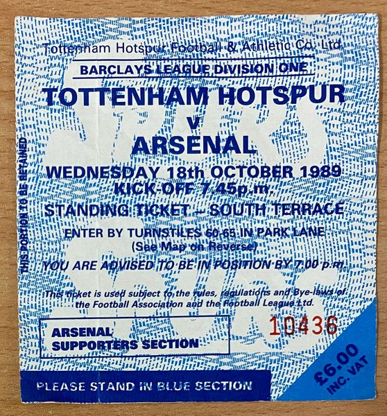 1974/75 ORIGINAL DIVISION ONE TICKET TOTTENHAM HOTSPUR V ARSENAL