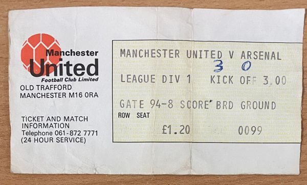 1979/80 ORIGINAL DIVISION ONE TICKET MANCHESTER UNITED V ARSENAL (VISITORS END)