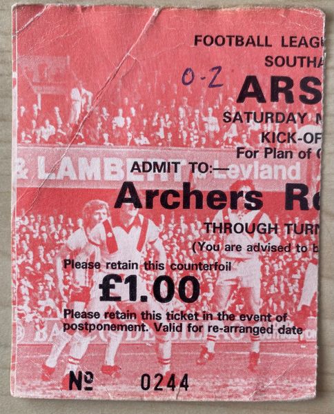 1978/79 ORIGINAL DIVISION ONE TICKET SOUTHAMPTON V ARSENAL