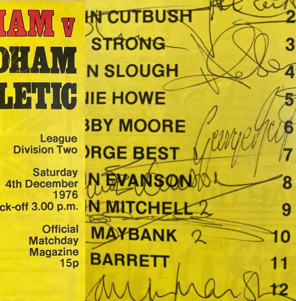 1976/77 ORIGINAL DIVISION TWO PROGRAMME FULHAM V OLDHAM ATHLETIC (SIGNED ON THE DAY BY GEORGE BEST AND RODNEY MARSH)