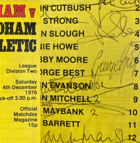 1976/77 ORIGINAL DIVISION TWO PROGRAMME FULHAM V OLDHAM ATHLETIC (SIGNED ON THE DAY BY GEORGE BEST AND RODNEY MARSH)