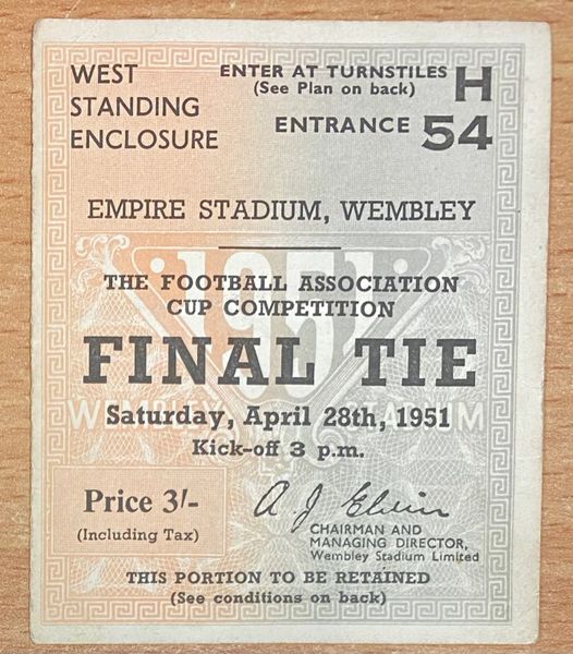 1951 original FA CUP FINAL ticket NEWCASTLE UNITED V BLACKPOOL H 54 1079