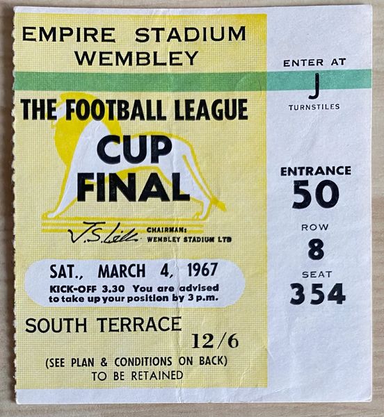 1967 ORIGINAL LEAGUE CUP FINAL TICKET WEST BROMWICH ALBION V QUEENS PARK RANGERS