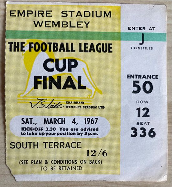 1967 ORIGINAL LEAGUE CUP FINAL TICKET WEST BROMWICH ALBION V QUEENS PARK RANGERS