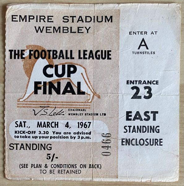 1967 ORIGINAL LEAGUE CUP FINAL TICKET WEST BROMWICH ALBION V QUEENS PARK RANGERS A23