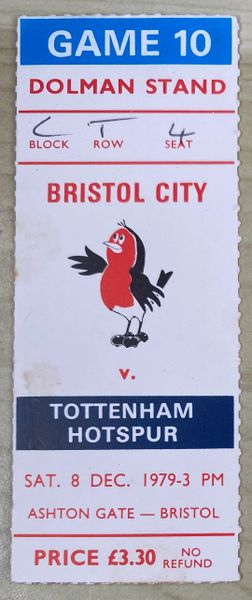 1979/80 ORIGINAL DIVISION ONE TICKET BRISTOL CITY V TOTTENHAM HOTSPUR