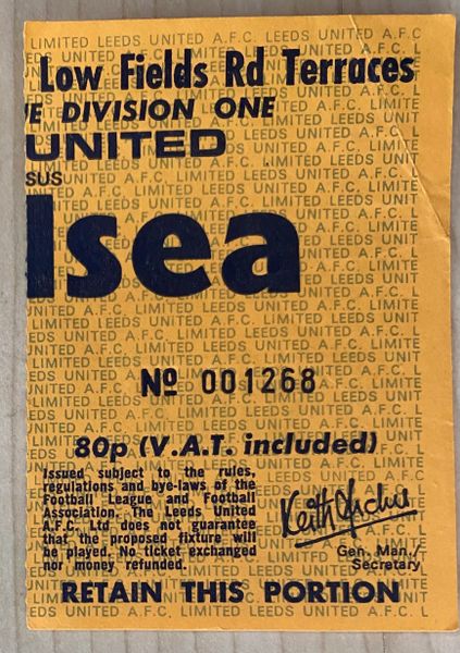 1977/78 ORIGINAL DIVISION ONE TICKET LEEDS UNITED V CHELSEA