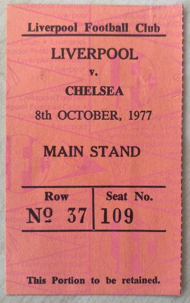 1977/78 ORIGINAL DIVISION ONE TICKET LIVERPOOL V CHELSEA