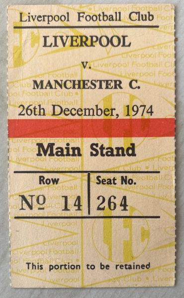 1974/75 ORIGINAL DIVISION ONE TICKET LIVERPOOL V MANCHESTER CITY