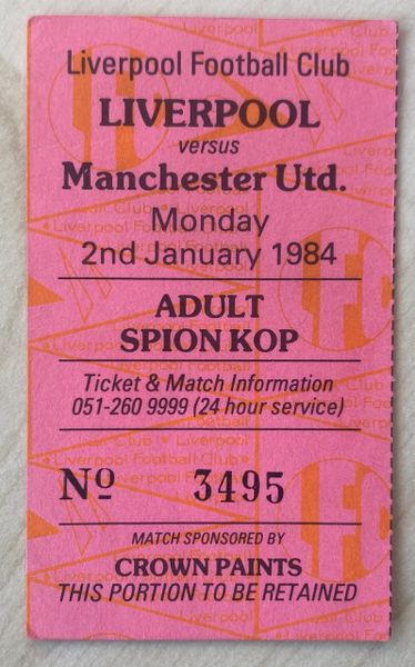 1983/84 ORIGINAL DIVISION ONE TICKET LIVERPOOL V MANCHESTER UNITED