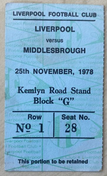 1978/79 ORIGINAL DIVISION ONE TICKET LIVERPOOL V MIDDLESBROUGH