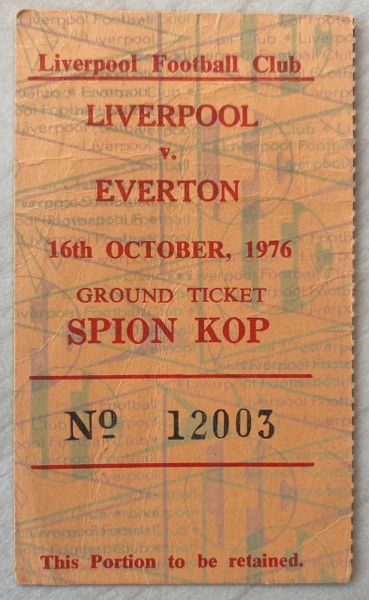 1976/77 ORIGINAL DIVISION ONE TICKET LIVERPOOL V EVERTON