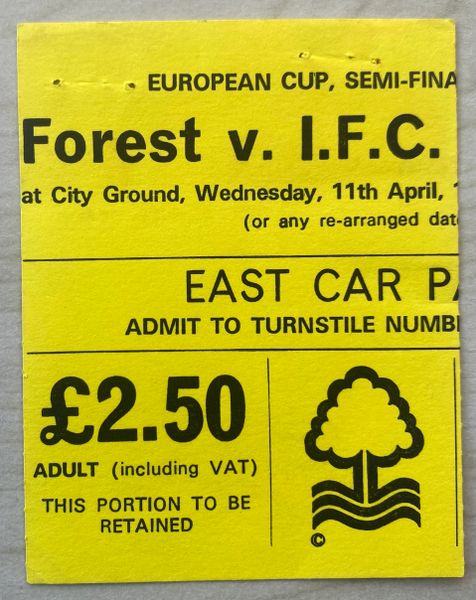 1978/79 ORIGINAL EUROPEAN CUP SEMI FINAL 1ST LEG TICKET NOTTINGHAM FOREST V IFC COLOGNE