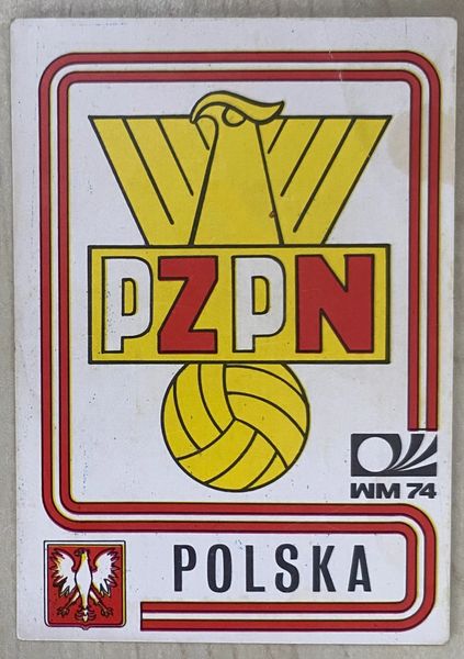 1974 WORLD CUP PANINI ORIGINAL UNUSED STICKER POLAND BADGE 334