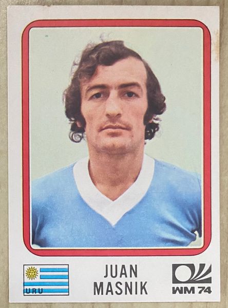 1974 WORLD CUP PANINI ORIGINAL UNUSED STICKER JUAN MASNIK URUGUAY 222