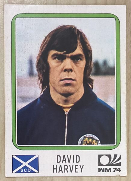 1974 WORLD CUP PANINI ORIGINAL UNUSED STICKER DAVID HARVEY SCOTLAND 202