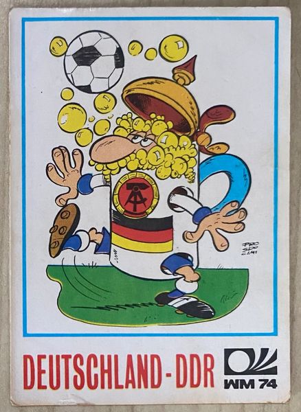 1974 WORLD CUP PANINI ORIGINAL UNUSED STICKER EAST GERMANY MASCOT 115