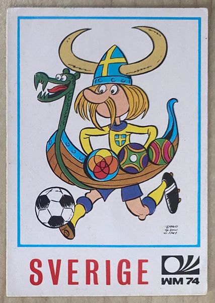 1974 WORLD CUP PANINI ORIGINAL UNUSED STICKER SWEDEN MASCOT 268