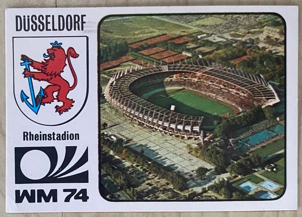 1974 WORLD CUP PANINI ORIGINAL UNUSED STICKER DUSSELDORF STADIUM VENUE 74