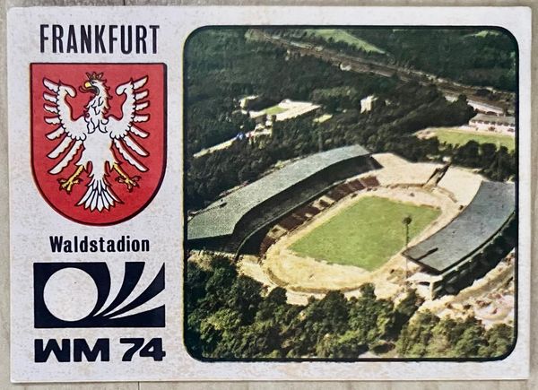 1974 WORLD CUP PANINI ORIGINAL UNUSED STICKER FRANKFURT STADIUM VENUE 72