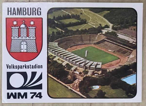 1974 WORLD CUP PANINI ORIGINAL UNUSED STICKER HAMBURG STADIUM VENUE 73