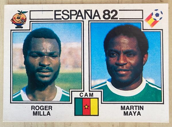 1982 SPAIN ESPANA 82 WORLD CUP PANINI ORIGINAL UNUSED STICKER ROGER MILLA - MARTIN MAYA CAMEROON 98