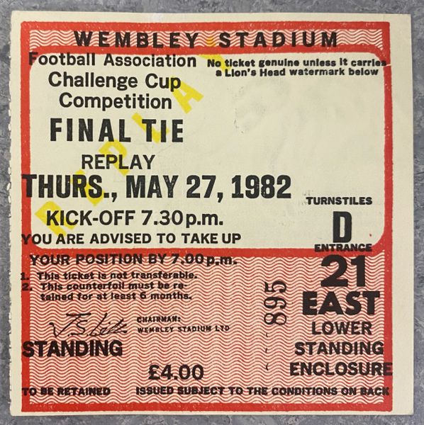 1982 ORIGINAL FA CUP FINAL REPLAY TICKET TOTTENHAM V QUEENS PARK RANGERS D21 EAST (SPURS ALLOCATION)