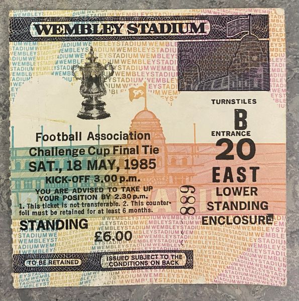 1985 ORIGINAL FA CUP FINAL TICKET MANCHESTER UNITED V EVERTON B20 (LONDON FA ALLOCATION)