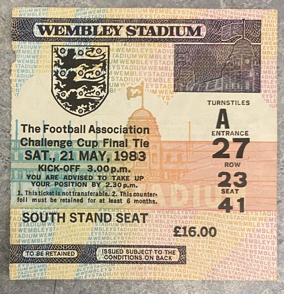 1983 ORIGINAL FA CUP FINAL TICKET MANCHESTER UNITED V BRIGHTON AND HOVE ALBION A27 23 41