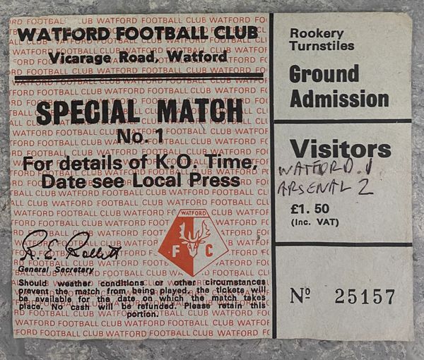 1979/80 ORIGINAL FA CUP 6TH ROUND TICKET WATFORD V ARSENAL (VISITORS END)